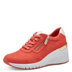 MARCO TOZZI Damen Wedge Sneaker mit Reißverschluss Vegan, Orange (Carrot Comb), 39 EU von MARCO TOZZI