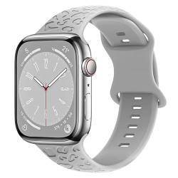 MARICATO Ersatzarmband aus weichem Silikon Kompatibel mit Apple Watch Armband 49 mm 45 mm 44 mm 42 mm für Damen/Herren, Dual Einstellbar Armbänder für iWatch Series 9 8 7 6 SE 5 4 3 2 1 (Grau) von MARICATO