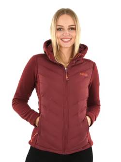 MARIKOO Damen Fleece Hybrid Jacke Trekking Wanderjacke Übergangsjacke [B929-Haruna-Bordeaux-Gr.L] von MARIKOO