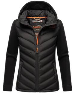 MARIKOO Damen Fleece Hybrid Jacke Trekking Wanderjacke Übergangsjacke [B929-Haruna-Schwarz-Gr.M] von MARIKOO