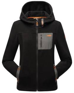 MARIKOO Damen Fleecejacke warm Outdoor Jacke mit Tasche und Kapuze Mount Iwaki (DE/NL/SE/PL, Alphanumerisch, M, Regular, Regular, Schwarz) von MARIKOO