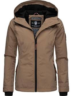 MARIKOO Damen Frühjahr Übergangs Jacke leicht gefüttert Kapuze kurz B862 [B862-Brombeer-Taupe-Gr.XXL] von MARIKOO