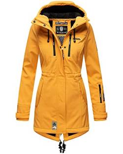 MARIKOO Damen Jacke Softshelljacke Übergangsjacke Outdoor Winddichte Wasserabweisend Funktionsjacke mit Kapuze XS - XXL Zimtzicke (Amber Gelb, S, s) von MARIKOO