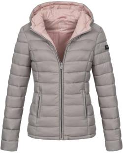 MARIKOO Damen Jacke Steppjacke Herbst Winter Übergangsjacke gesteppt B651 [B651-Luc-Grau-Gr.S] von MARIKOO