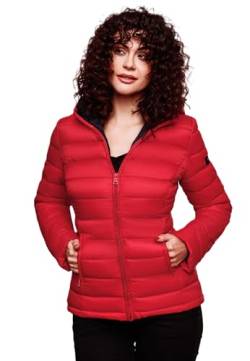 MARIKOO Damen Jacke Steppjacke Herbst Winter Übergangsjacke gesteppt B651 [B651-Luc-Rot-Gr.M] von MARIKOO