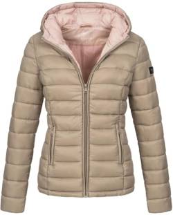 MARIKOO Damen Jacke Steppjacke Herbst Winter Übergangsjacke gesteppt B651 [B651-Luc-Taupe-Gr.XL] von MARIKOO