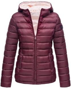 MARIKOO Damen Jacke Steppjacke Herbst Winter Übergangsjacke gesteppt B651 [B651-Luc-Weinrot-Gr.XL] von MARIKOO