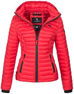 MARIKOO Damen Jacke Steppjacke Übergangsjacke mit Kapuze gesteppt B600 [B600-Samt-Rot-Gr.XL] von MARIKOO