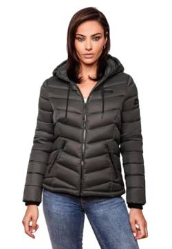 MARIKOO Damen Jacke Steppjacke Winter Übergangsjacke gesteppt Herbst B403 [B403-Kuala-Anthrazit-Gr.XS] von MARIKOO