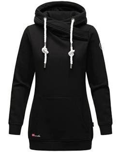 MARIKOO Damen Kapuzen Pullover Hoodie Sweatshirt lang Pulli Sweater IZUYAA, Farbe:Schwarz, Größe:M / 38 von MARIKOO