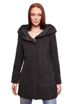 MARIKOO Damen Mantel Trenchcoat Wintermantel Übergangs Jacke Parka Lang B819 [B819-Maik-Anthrazit-Mel-Gr.XS] von MARIKOO