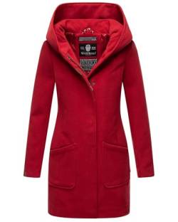 MARIKOO Damen Mantel Trenchcoat Wintermantel Übergangs Jacke Parka Lang B819 [B819-Maik-Blood-Red-Gr.S] von MARIKOO