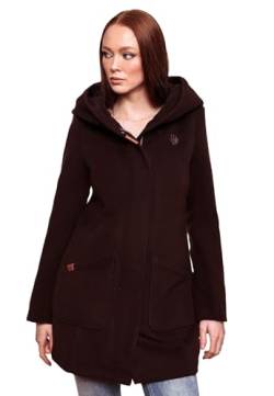 MARIKOO Damen Mantel Trenchcoat Wintermantel Übergangs Jacke Parka Lang B819 [B819-Maik-Bordeaux-Mel-Gr.M] von MARIKOO