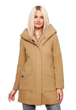 MARIKOO Damen Mantel Trenchcoat Wintermantel Übergangs Jacke Parka Lang B819 [B819-Maik-Camel-Gr.M] von MARIKOO