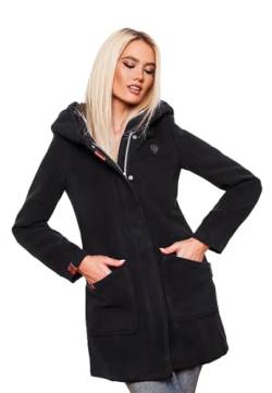 MARIKOO Damen Mantel Trenchcoat Wintermantel Übergangs Jacke Parka Lang B819 [B819-Maik-Dark-Navy-Gr.S] von MARIKOO