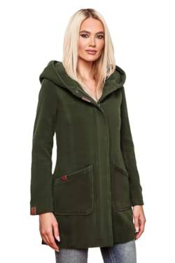 MARIKOO Damen Mantel Trenchcoat Wintermantel Übergangs Jacke Parka Lang B819 [B819-Maik-Forest-Green-Gr.M] von MARIKOO