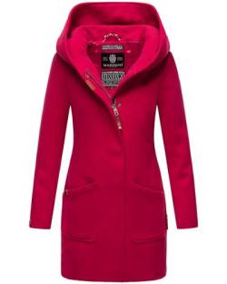 MARIKOO Damen Mantel Trenchcoat Wintermantel Übergangs Jacke Parka Lang B819 [B819-Maik-Fuchsia-Gr.S] von MARIKOO