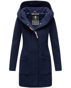 MARIKOO Damen Mantel Trenchcoat Wintermantel Übergangs Jacke Parka Lang B819 [B819-Maik-Navy-Gr.S] von MARIKOO