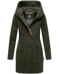 MARIKOO Damen Mantel Trenchcoat Wintermantel Übergangs Jacke Parka Lang B819 [B819-Maik-Olive-Gr.S] von MARIKOO