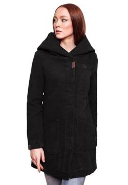 MARIKOO Damen Mantel Trenchcoat Wintermantel Übergangs Jacke Parka Lang B819 [B819-Maik-Schwarz-Gr.M] von MARIKOO