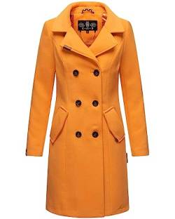 MARIKOO Damen Mantel Trenchcoat Wintermantel Übergangs Jacke Parka Lang B820 [B820-Nanak-Apricot-Sorbet-Gr.M] von MARIKOO