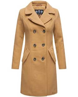 MARIKOO Damen Mantel Trenchcoat Wintermantel Übergangs Jacke Parka Lang B820 [B820-Nanak-Camel-Gr.XL] von MARIKOO