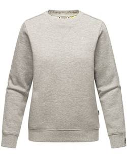 MARIKOO Damen Pullover Sweatshirt Pulli Sweater Rundhals B918[B918 - Grau Meliert Größe M - Gr. 38] von MARIKOO