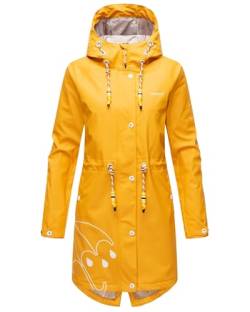 MARIKOO Damen Regenjacke mit Kapuze leicht gefüttert Regenmantel Wasserdicht B924 [B924-Dance-A-Yellow-Gr.S] von MARIKOO