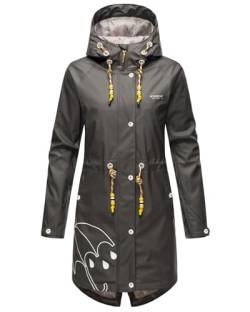 MARIKOO Damen Regenjacke mit Kapuze leicht gefüttert Regenmantel Wasserdicht B924 [B924-Dance-Anthrazit-Gr.M] von MARIKOO