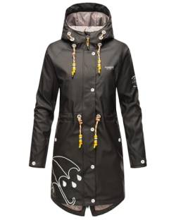 MARIKOO Damen Regenjacke mit Kapuze leicht gefüttert Regenmantel Wasserdicht B924 [B924-Dance-Schwarz-Gr.XL] von MARIKOO