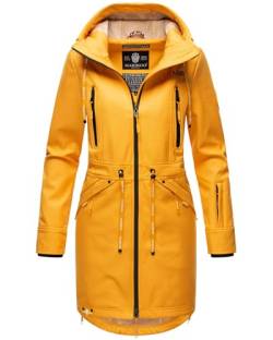 MARIKOO Damen Softshell Jacke Outdoor Funktionsjacke wasserabweisend mit warmen Teddyfleece B886 [B886 - Amber Yellow Größe M - Gr. 38] von MARIKOO