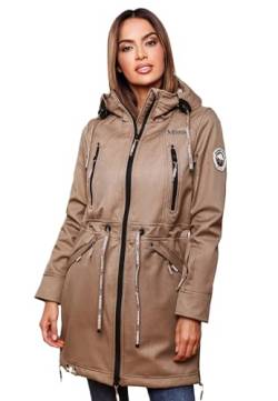 MARIKOO Damen Softshell Jacke Outdoor Funktionsjacke wasserabweisend mit warmen Teddyfleece B886 [B886 - Taupe Grey Größe L - Gr. 40] von MARIKOO