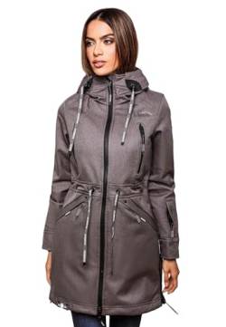 MARIKOO Damen Softshell Jacke Outdoor Funktionsjacke wasserabweisend mit warmen Teddyfleece B886 [B886 - Zink-Grau Größe XXL - Gr. 44] von MARIKOO