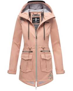 MARIKOO Damen Softshelljacke Funktions Outdoor Jacke wasserabweisend mit Kapuze B875 [B875-Rosa-Gr.XL] von MARIKOO