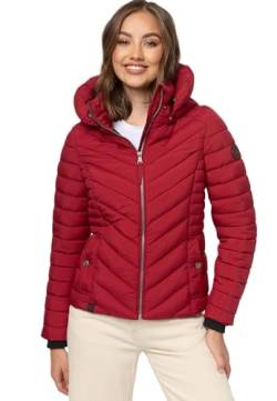 MARIKOO Damen Stepp Jacke gesteppte warme Übergangsjacke Kapuze B957 [B957-Kagom-Dark-Red-Gr.XS] von MARIKOO