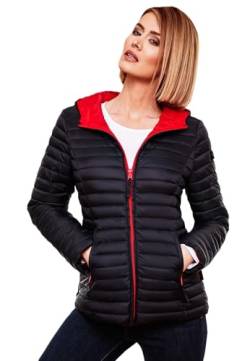 MARIKOO Damen Steppjacke Übergangsjacke gesteppte Jacke mit Kapuze Frühjahr Stepp B857 [B857-Asr-Navy-Gr.XS] von MARIKOO