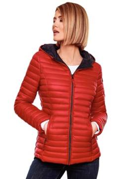 MARIKOO Damen Steppjacke Übergangsjacke gesteppte Jacke mit Kapuze Frühjahr Stepp B857 [B857-Asr-Rot-Gr.XS] von MARIKOO