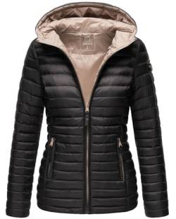 MARIKOO Damen Steppjacke Übergangsjacke gesteppte Jacke mit Kapuze Frühjahr Stepp B857 [B857-Asr-Schwarz-Gr.XS] von MARIKOO