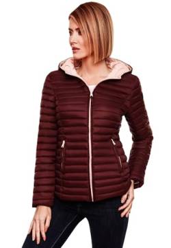 MARIKOO Damen Steppjacke Übergangsjacke gesteppte Jacke mit Kapuze Frühjahr Stepp B857 [B857-Asr-Weinrot-Gr.S] von MARIKOO