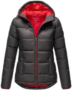 MARIKOO Damen Steppjacke gesteppte Winterjacke mit Kapuze B927-Leand-Anthrazit-Gr.42 von MARIKOO