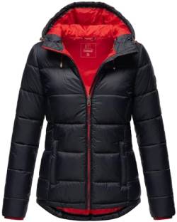 MARIKOO Damen Steppjacke gesteppte Winterjacke mit Kapuze B927-Leand-Navy-Gr.34 von MARIKOO