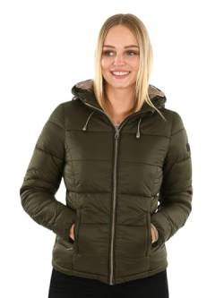 MARIKOO Damen Steppjacke gesteppte Winterjacke mit Kapuze B927-Leand-Olive-Gr.34 von MARIKOO