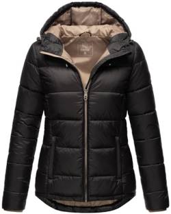 MARIKOO Damen Steppjacke gesteppte Winterjacke mit Kapuze B927-Leand-Schwarz-Gr.34 von MARIKOO