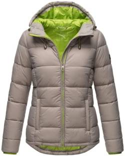 MARIKOO Damen Steppjacke gesteppte Winterjacke mit Kapuze B927-Leand-Zink-Grau-Gr.34 von MARIKOO