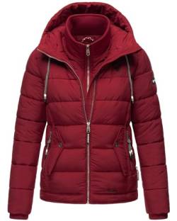 MARIKOO Damen Steppjacke leicht gefüttert Winterjacke mit Kapuze B940 [B940-Taisaa-Pri-Blood-Gr.L] von MARIKOO