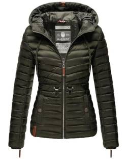 MARIKOO Damen Übergangsjacke leichte Stepp-Jacke mit Kapuze Aniyaa Olive Gr. XXL von MARIKOO