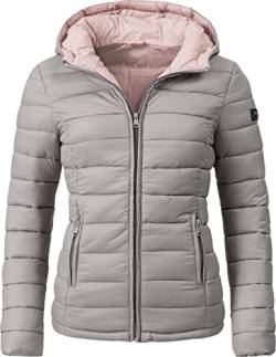 MARIKOO Damen Übergangsjacke leichte Steppjacke kurz mit Kapuze Lucy Grau Gr. 3XL von MARIKOO