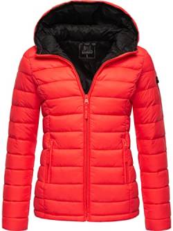 MARIKOO Damen Übergangsjacke leichte Steppjacke kurz mit Kapuze Lucy Neon Coral Gr. S von MARIKOO