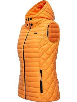 MARIKOO Damen Übergangsjacke leichte Steppweste mit Abnehmbarer Kapuze Hasenpfote Apricot Sorbet Gr. S von MARIKOO