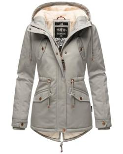 MARIKOO Damen Warmer Winter Kurzmantel mit Kapuze Manolya Grey Gr. L von MARIKOO